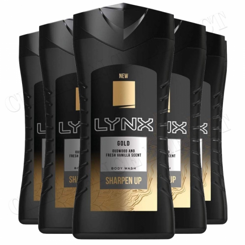 LYNX GOLD SHOWER GEL BODY WASH OUD WOOD & FRESH VANILLA SCENT 6 X 250ML £13.99