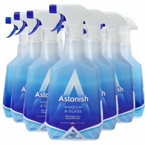 12 x Astonish Window and Glass Cleaner Spray 750 ml Non Smear Easy Trigger Spray