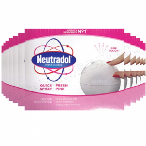 12 x Neutradol Quick Spray Fresh Pink Odour Destroyer Air Freshner 50ml
