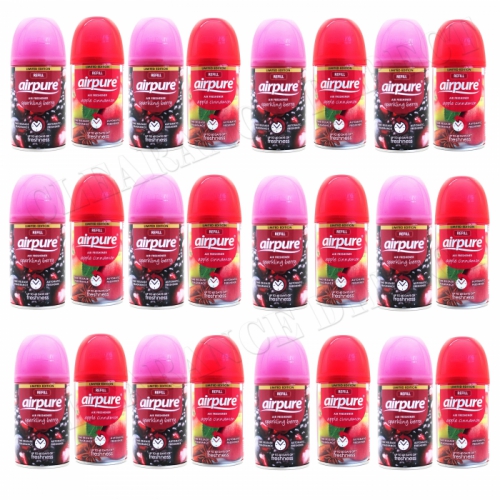 24 X AIRPURE AIR FRESHENER AUTOMATIC SPRAY CHRISTMAS SCENTS 250 ML APPLE & BERRY