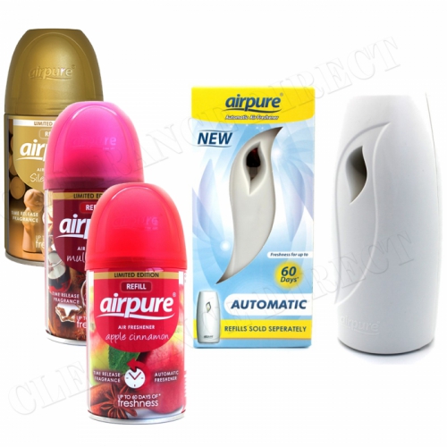 3 X AIRPURE AIR FRESHNER AUTOMATIC SPRAY LUXURY CHRISTMAS SCENTS + 1 MACHINES