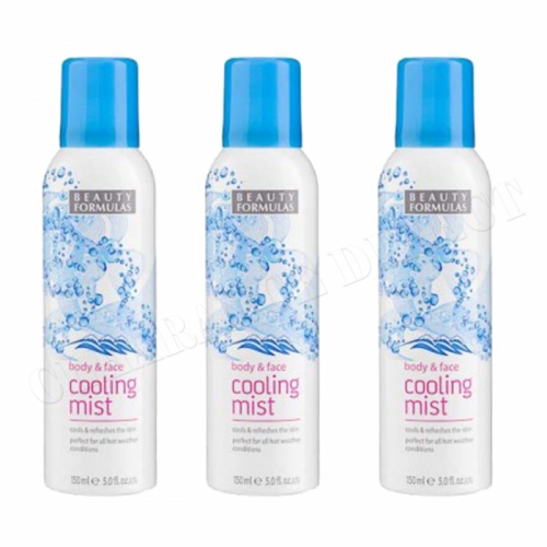 3 X BEAUTY FORMULAS BODY & FACE COOLING MIST WATER SPRAY HOLIDAY TRAVEL 150ML