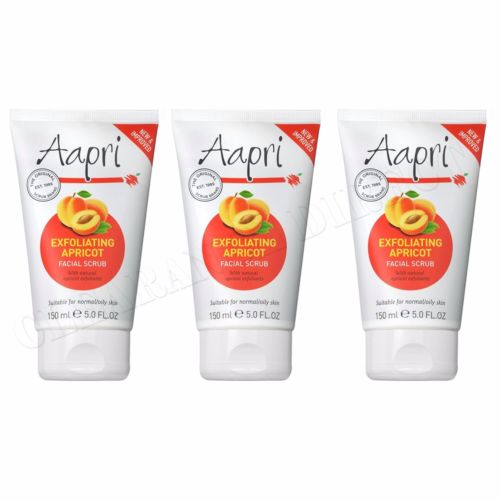 3 x Aapri Exfoliating Apricot Face Facial Scrub Cream 150ml - Improved Formula