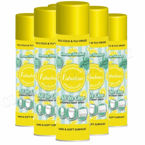 3 x Fabulosa Disinfectant Spray Clean Surfaces All in one Lemon Sherbet 400 ml