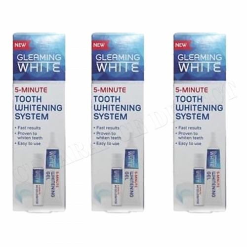 3 x Gleaming WHITE 5-MINUTE USA Teeth Whitening System with DUPLEX MOUTH TRAY