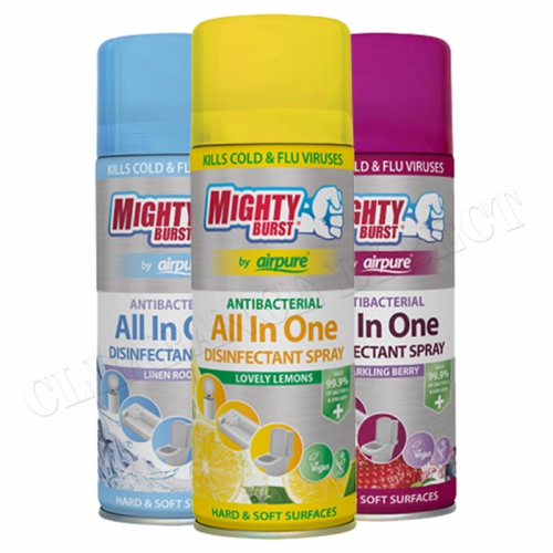 3 x MIGHTY BURST AIRPURE ANTIBAC ALL IN ONE DISINFECTANT SPRAY ASSORTED 450ml