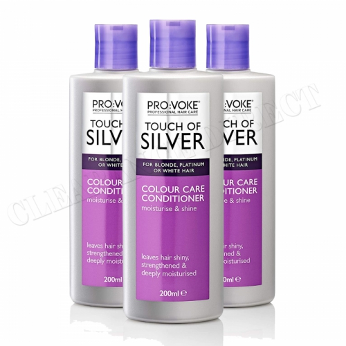 3x Provoke Touch Of Silver Silver Colour Care CONDITIONER for Hair 200ml Purple