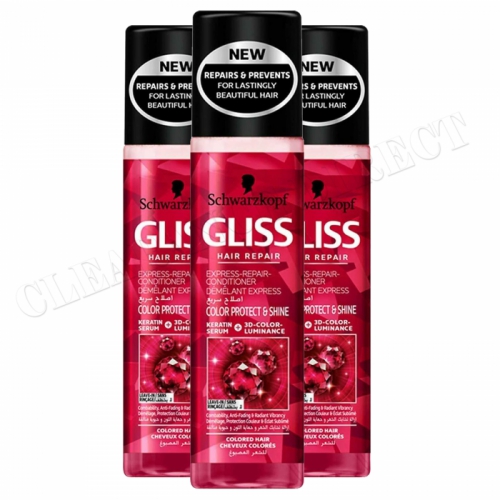3 x Schwarzkopf Gliss COLOUR Protect&Shine Express Repair Conditioner Leave-in