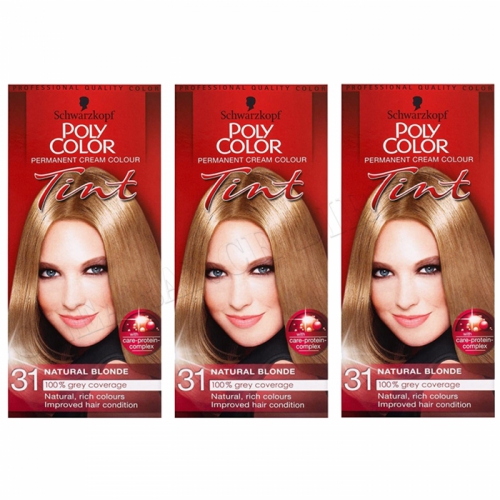 3 x Schwarzkopf Poly Color Permanent Hair Colour Natural Blonde 31