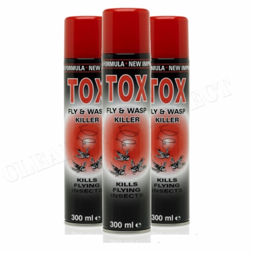 3 x TOX FLY & WASP KILLER INSECTICIDE FAST ACTING AEROSOL SPRAY 300ml