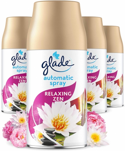 4 X GLADE AUTOMATIC SPRAY HOME OFFICE AIR FRESHENER REFILLS RELAXING ZEN 269ML