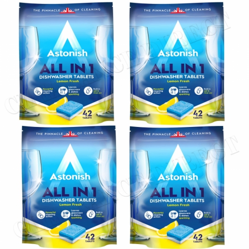 4 x 42 Astonish All In 1 Dishwasher Tablets (168 Tablets) - Lemon Fresh Scent