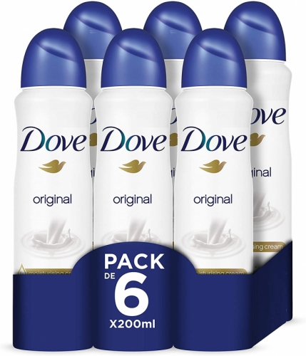 6 Pack Dove Women Anti-Perspirant Deodorant Spray, Original, 200ml