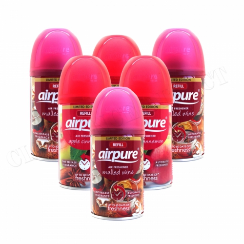 6 X AIRPURE FRESHMATIC AUTOMATIC SPRAY REFILL 250ML  APPLE & MULLED WINE