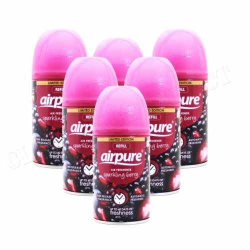 6 X AIRPURE FRESHMATIC AUTOMATIC SPRAY REFILL 6 x 250ML SPARKLING BERRY 