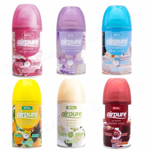 6 X AIRPURE FRESHMATIC AUTOMATIC SPRAY REFILLS MIXED SCENTS 250 ML  AIRWICK HOME