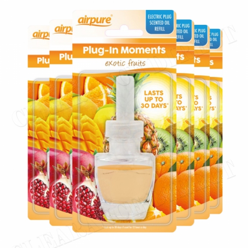 6 X AIRPURE PLUG-IN REFILL MOMENTS EXOTIC FRUIT FITS AIR WICK PLUG IN