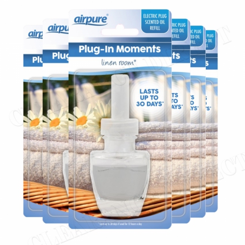 6 X AIRPURE PLUG-IN REFILL MOMENTS LINEN ROOM FITS AIR WICK PLUG IN