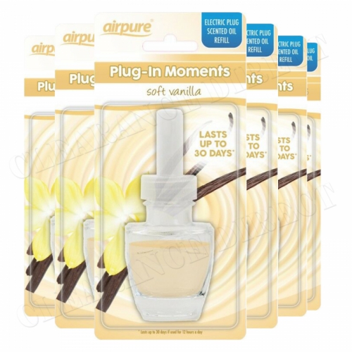 6 X AIRPURE PLUG-IN REFILL MOMENTS SOFT VANILLA FITS AIR WICK PLUG IN