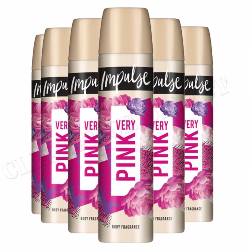 6 X Impulse Very Pink Body Fragrance Spray 75ml