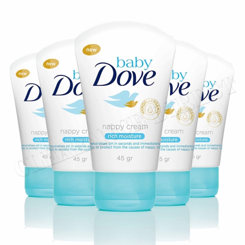 6 x 45g (270g) Baby Dove Rich Moisture Nappy Cream for Rash - Prevents and Cures