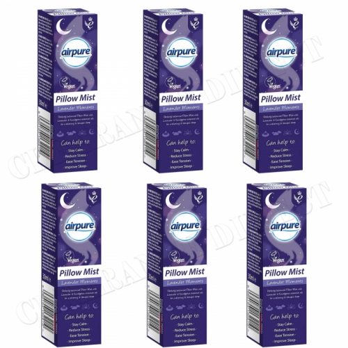 6 x AIRPURE PILLOW MIST LAVENDER MOMENTS FOR RELAXING TRANQUIL SLEEP 30ML