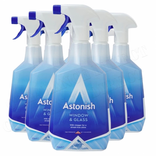 6 x Astonish Window and Glass Cleaner Spray 750 ml Non Smear Easy Trigger Spray