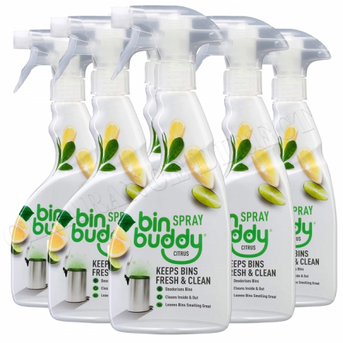 6 x Bin Buddy Indoor Outdoor Bin Freshening Spray, Citrus, 500ml