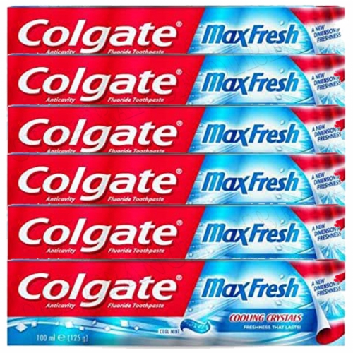 6 x Colgate Max Fresh Cooling Crystals Cool Mint 100ml Clean Teeth Tooth Paste