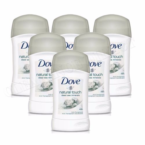 6 x Dove Natural Touch Anti Perspirant Deodorant Dry Stick 40 ml 48H Protection