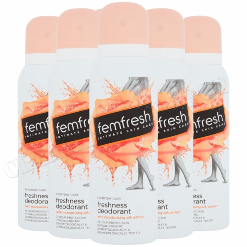 6x Femfresh Feminine Intimate Skin Care Freshness Deodorant Spray 125ml