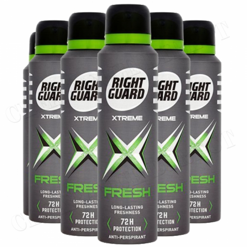 6 x RIGHT GUARD FRESH FOR MEN 72hr PROTECTION ANTI-PERSPIRANT SPRAY150ml