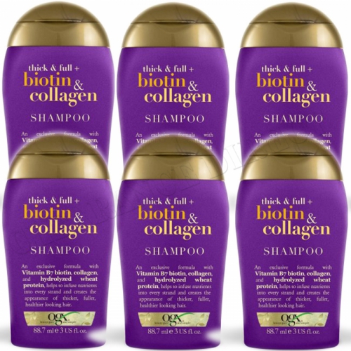 6 x Thick & Full + Biotin & Collagen Shampoo 88.7 ml Travel Size Holiday Bag