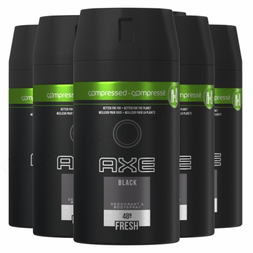 AXE ( LYNX ) BLACK 48hr FRESH DEODORANT & BODYSPRAY 100ml COMPRESSED CAN 6 PACK