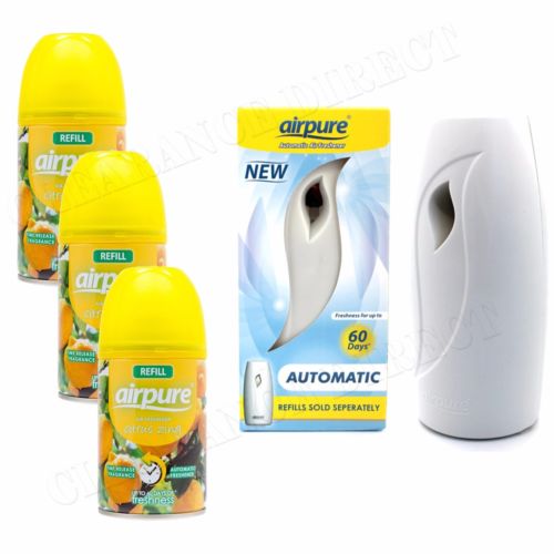 Airpure Air Freshner Automatic Spray Machine 3 x Fragrances Refills Citrus Zing