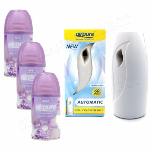 Airpure Air Freshner Automatic Spray Machine 3 x Fragrances Refills Lavender