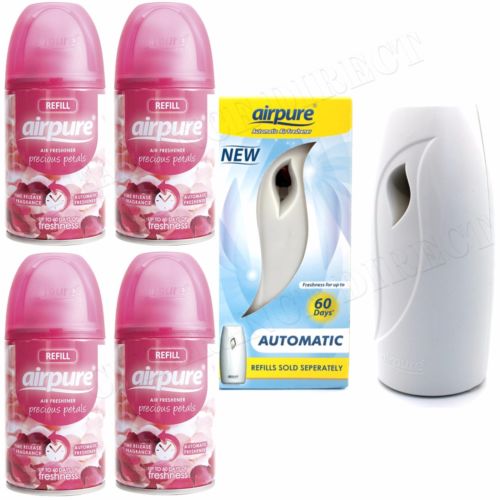Airpure Air Freshner Automatic Spray Machine + 4 Refills Precious Petals Airwick