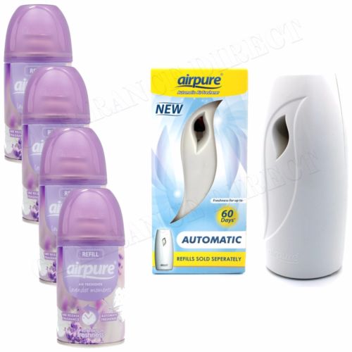 Airpure Air Freshner Automatic Spray Machine 4 x Fragrances Refills Lavender