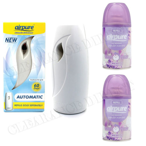 Airpure Automatic Air Freshener Machine with 2 Refills (Airpure Lavender)