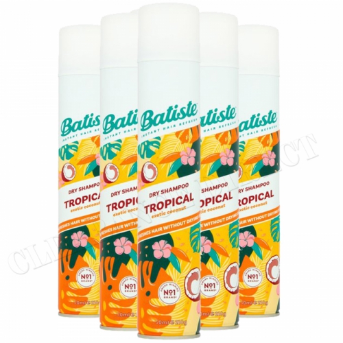 Batiste Dry Shampoo Tropical Instant Hair Refresh Holiday No Water Required x 6