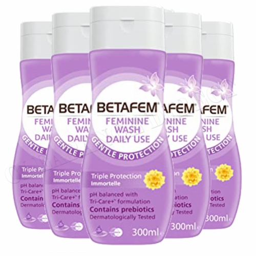 Betafem - Feminine Wash - Daily Use - Gentle Protection - 300ml Pack of 6