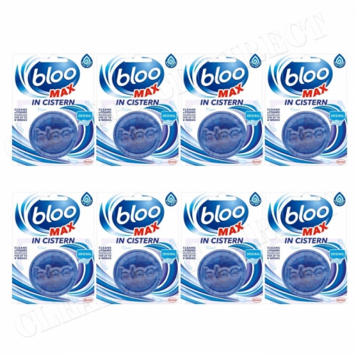 Bloo In Cistern Max Blue Water Block Hygiene Cleaner Action Toilet Cistern x 8