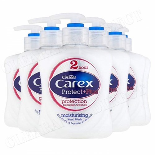 Carex Protect + Plus Moisturising Handwash (250ml) 2 Hrs Protection - Pack of 6