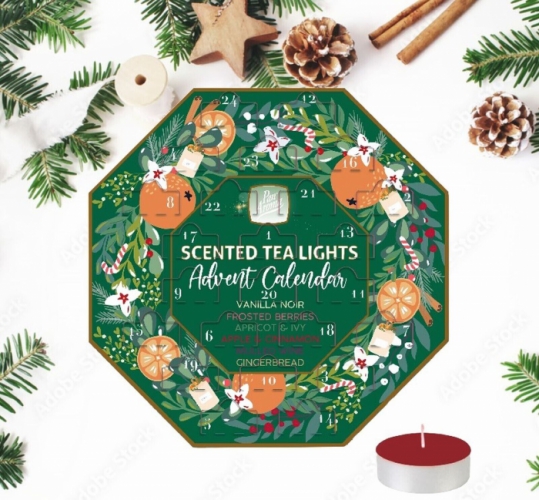 Christmas Tea Light Candle Advent Calendar 24 Festive Countdown Scented Candles