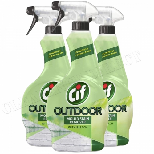 Cif Outdoor Mould & Moss Powerful Stain Remover Spray With Bleach 450ml x 3