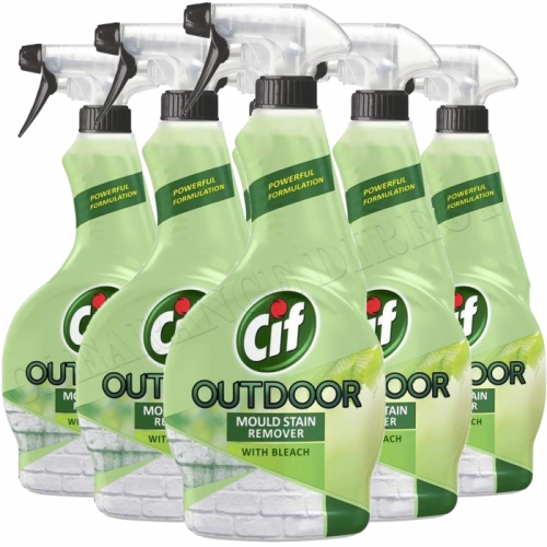 Cif Outdoor Mould & Moss Powerful Stain Remover Spray With Bleach 450ml x 6