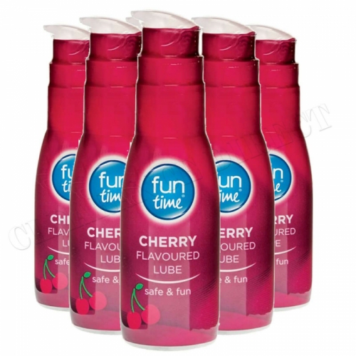 Fun Time Lube Cherry Lubricant Gel Water Based Red, 75 ml x 6 Super Smooth