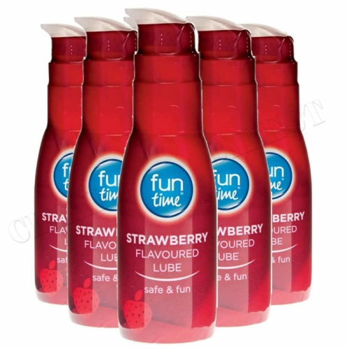 Fun Time Lube Strawberry Lubricant Gel Water Based, Alcohol Free 75 ml x 6