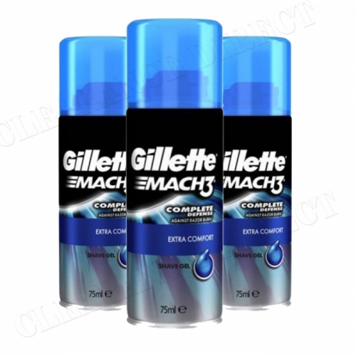 Gillette Mach3 Extra Comfort Shaving Gel 75ml x 3 Complete Defense Travel Size