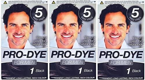 Glamorize Pro-Dye For Men (3 Pack) Men's Hair Dye Colourant - Black Shade 1